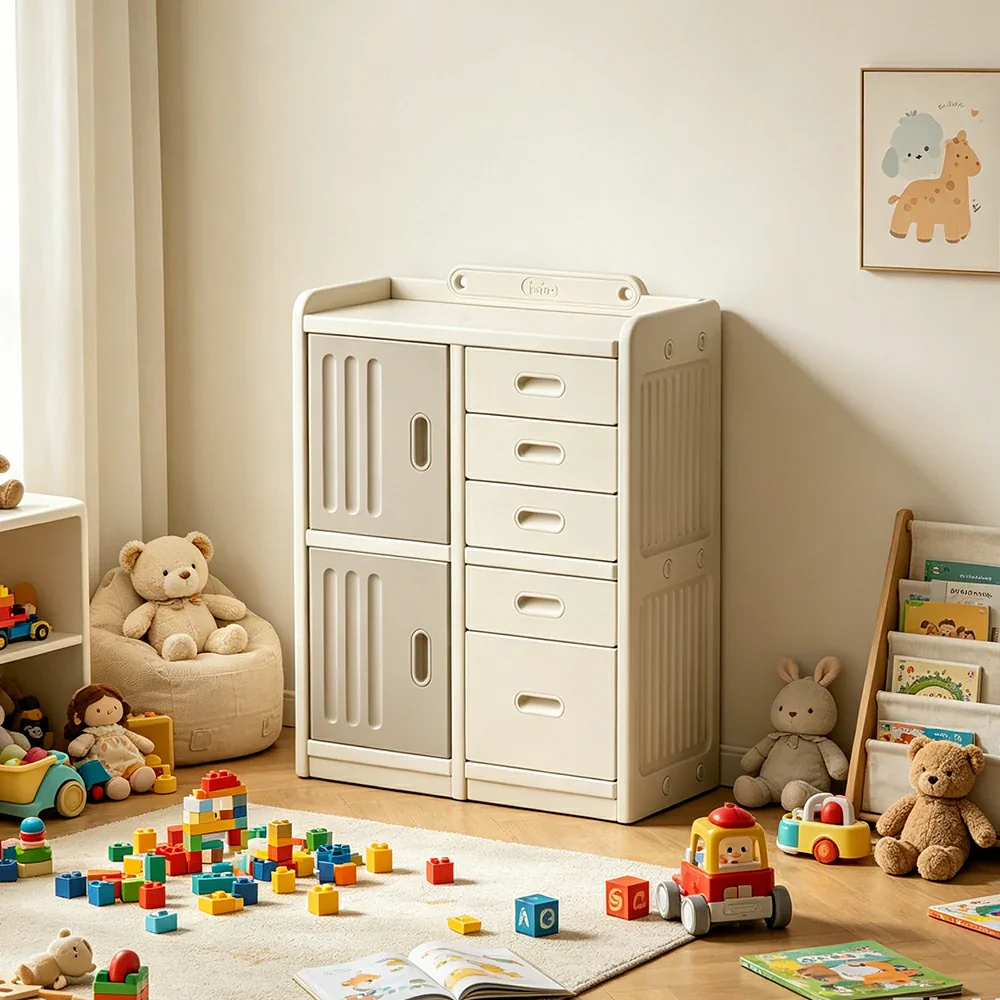 LIVARA Kids Storage Cabinet with Large Capacity Storage and Feeding Platform for Kids Room Living Room and Nursery - Image 6