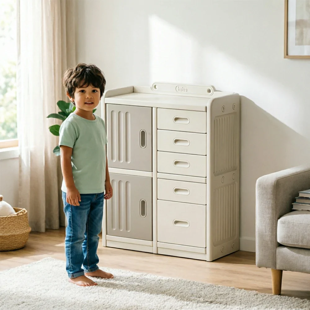 LIVARA Kids Storage Cabinet with Large Capacity Storage and Feeding Platform for Kids Room Living Room and Nursery - Image 7