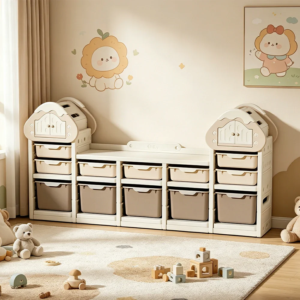 LIVARA Kids Storage Cabinet with Food-Grade PE and Play House Design 182cm for Kids Room and Playroom - Image 5