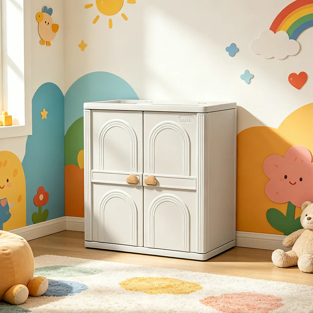 LIVARA Kids Nursery Storage Cabinet with Food-Grade PE and Top Shelf for Kids Room and Home Storage - Image 2