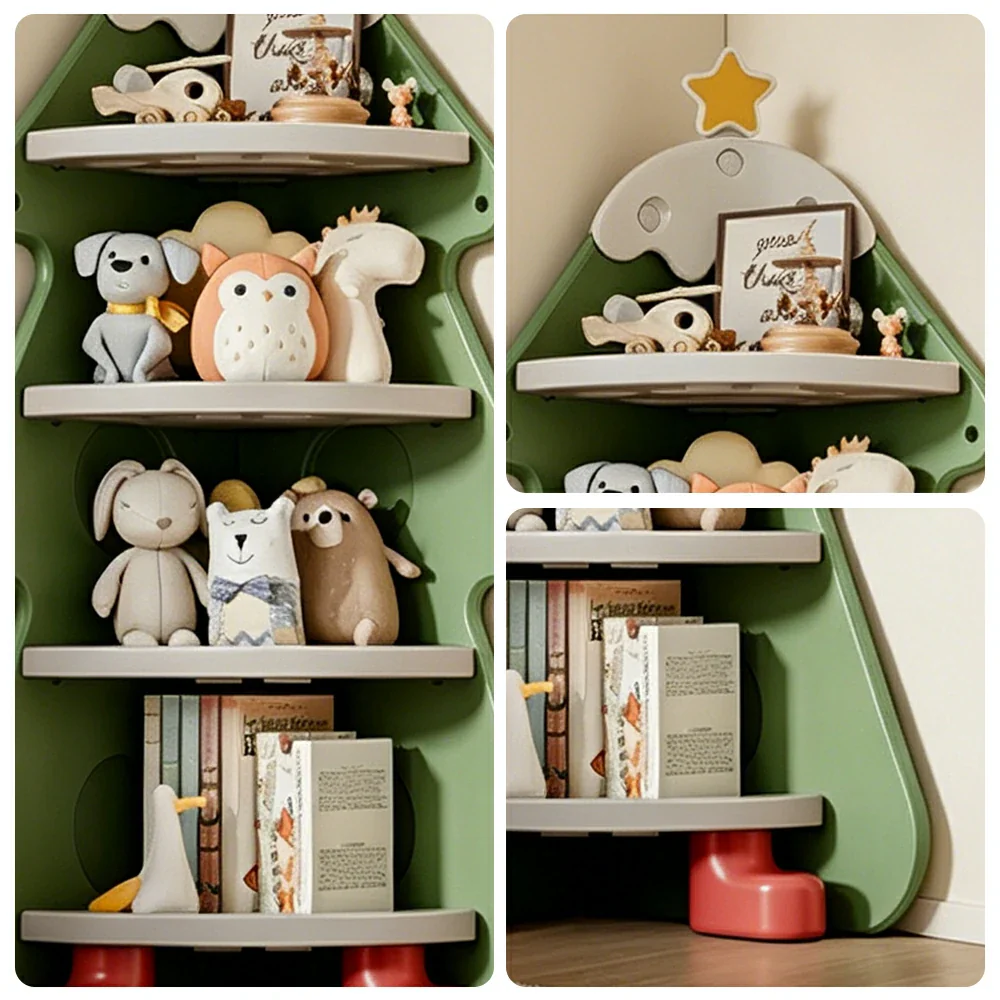 LIVARA Kids Corner Storage Cabinet with 4-Tier Shelves and Anti-Tip Design for Kids Room and Study - Green - Image 3