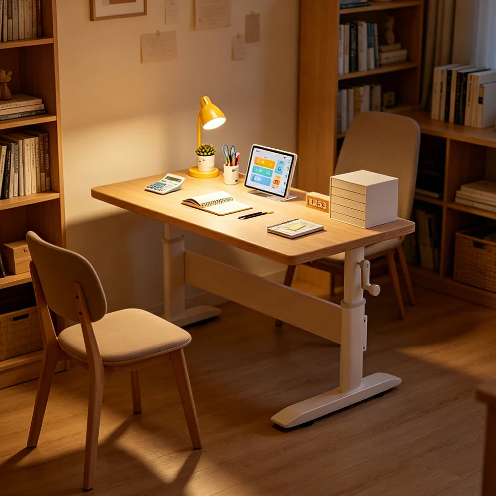 LIVARA Kids Adjustable Height Study Desk Large Storage for Children's Rooms & Home Offices - Wood - Image 2