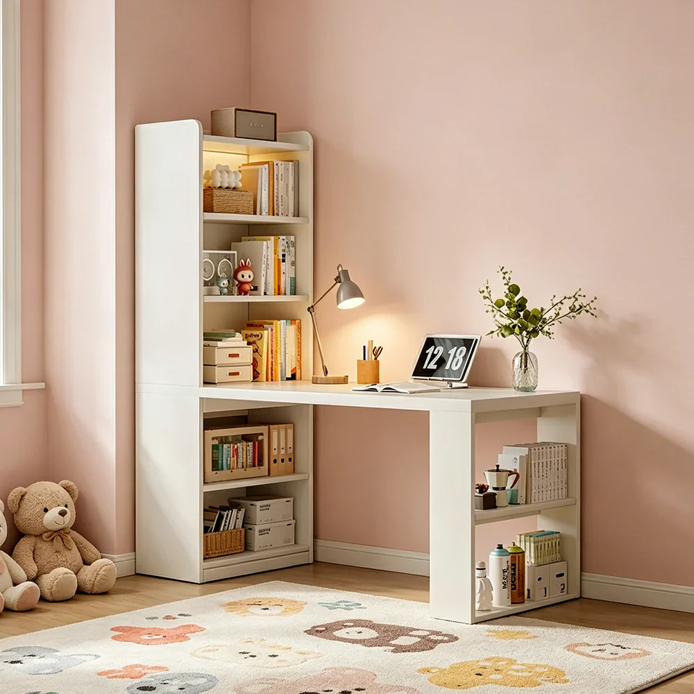 LIVARA Integrated Desk & Bookshelf Multi-Functional Storage with Side Cabinet for Bedroom, Study & Home Office - Image 5