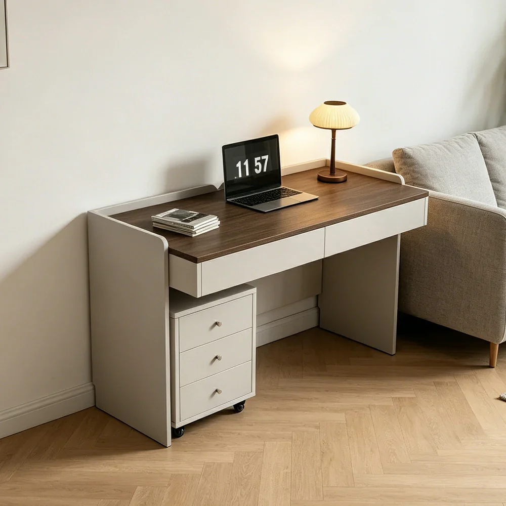 LIVARA 80cm Multi-Functional Solid Wood Desk with Drawer & Side Cabinet for Bedroom, Study Room & Home Office - Image 5