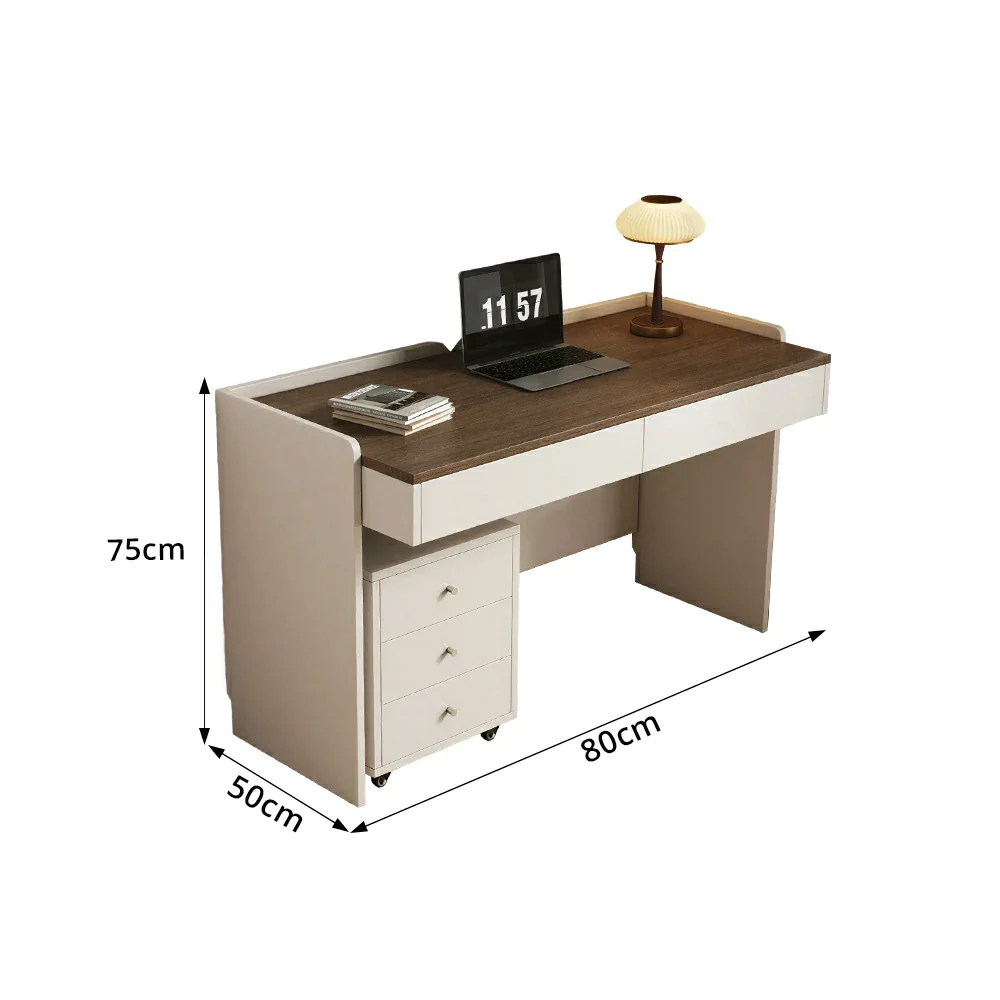 LIVARA 80cm Multi-Functional Solid Wood Desk with Drawer & Side Cabinet for Bedroom, Study Room & Home Office - Image 8