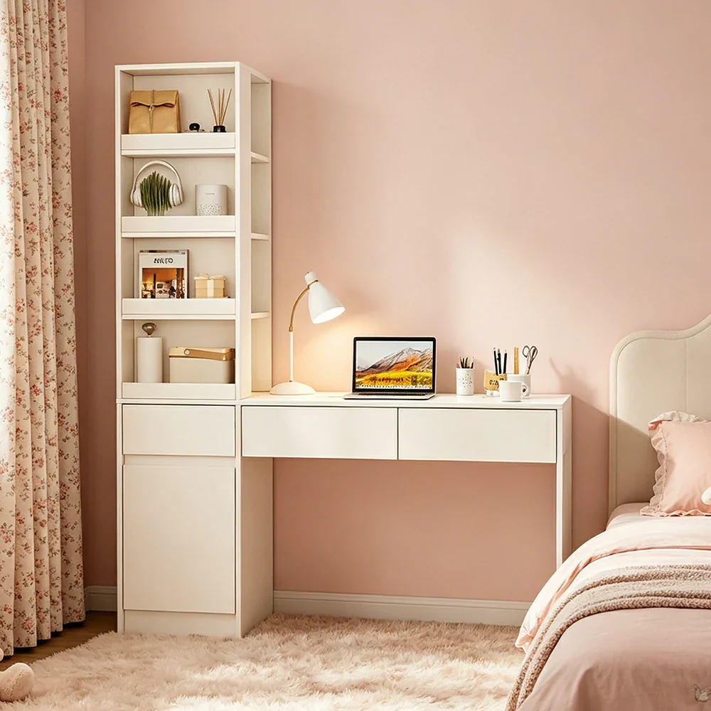 LIVARA Corner Desk Cabinet with Multi-Layer Storage & Left Side Cabinet for Bedroom, Study Room & Small Space Office - Image 2
