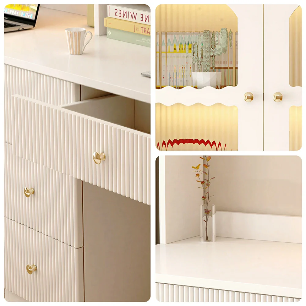 LIVARA Solid Wood Study Desk with Storage Shelf for Home Office Bedroom - Natural Wood - Image 3