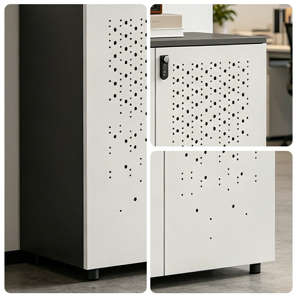 LIVARA 2 Door Low Storage Cabinet with Modern Office Organizer Design - BMW Grey and Signal White - Image 3