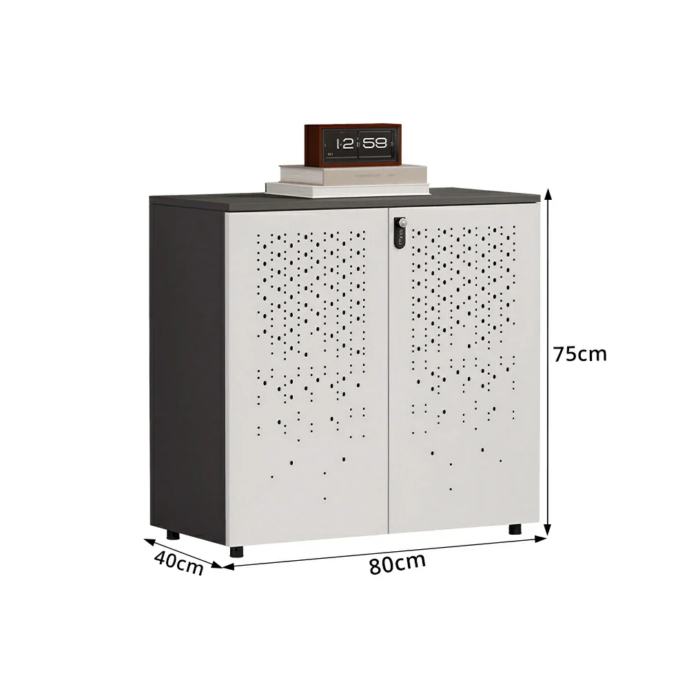 LIVARA 2 Door Low Storage Cabinet with Modern Office Organizer Design - BMW Grey and Signal White - Image 7