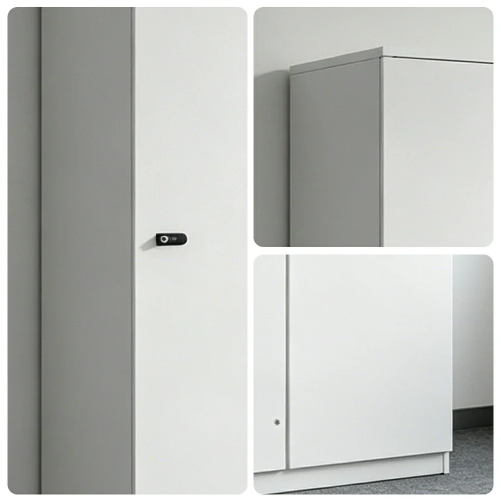 LIVARA Two Door Wardrobe Cabinet with Hanging Rail and Shelf for Bedroom Entryway - Warm White - Image 3