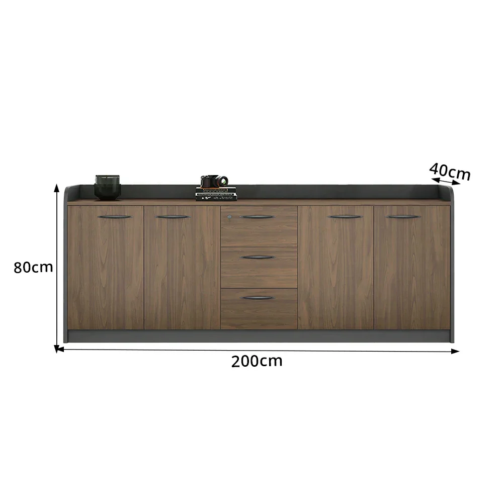 LIVARA 4-Door 3-Drawer Office Storage Cabinet with Shelves - Brown - Image 7