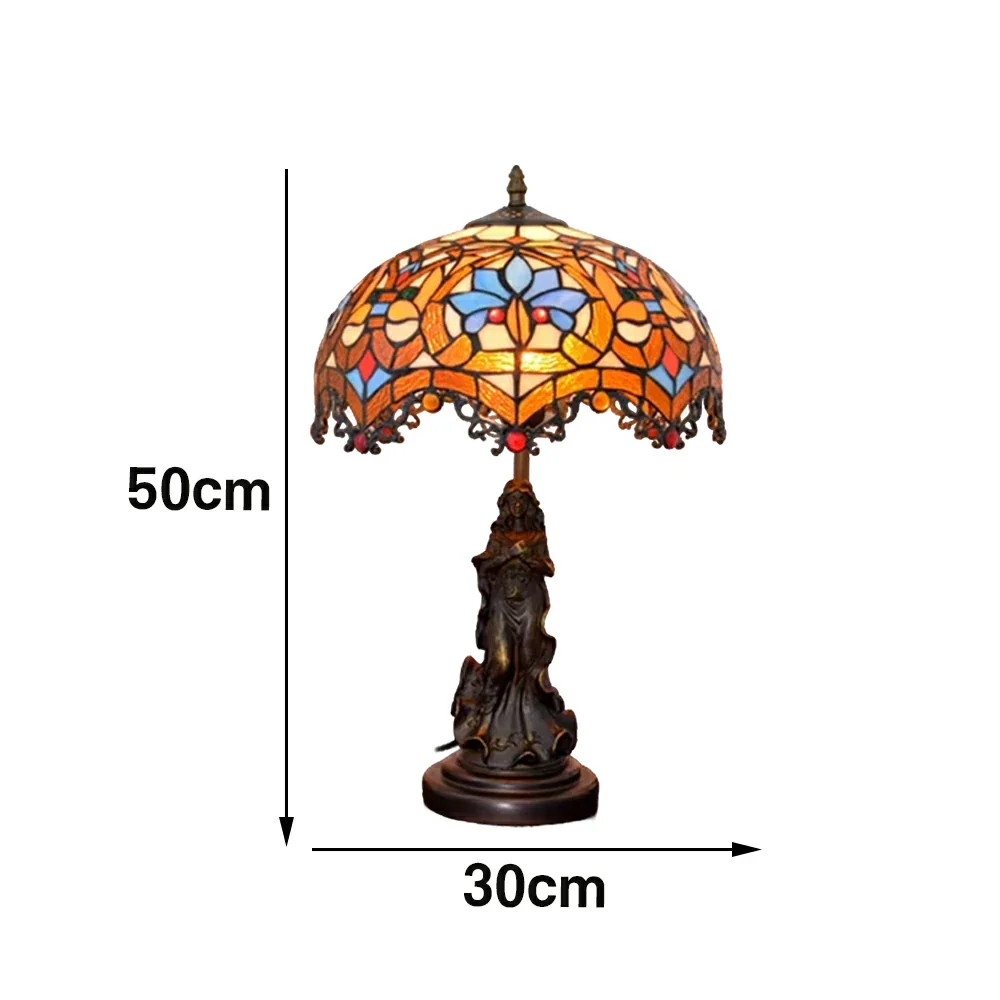 LIVARA European Vintage Heart Bead Style Stained Glass Table Lamp Sculpture Base Handcrafted Artistic Design Suitable for Bedroom Living Room Bedside - Image 6