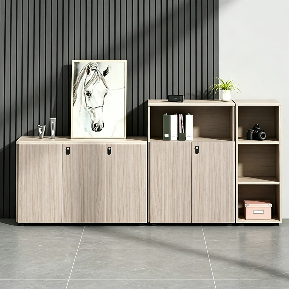 LIVARA LIVARA Lockable Office Storage Cabinet Multi-Compartment Display File Cabinet for Home Office -Wood - Image 2
