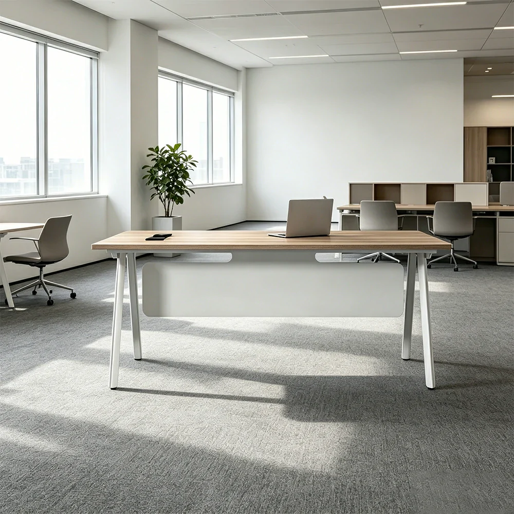 LIVARA 1.4m Office Desk - Cable Management & Power Outlet for Study / Home Office - Light Wood - Image 2