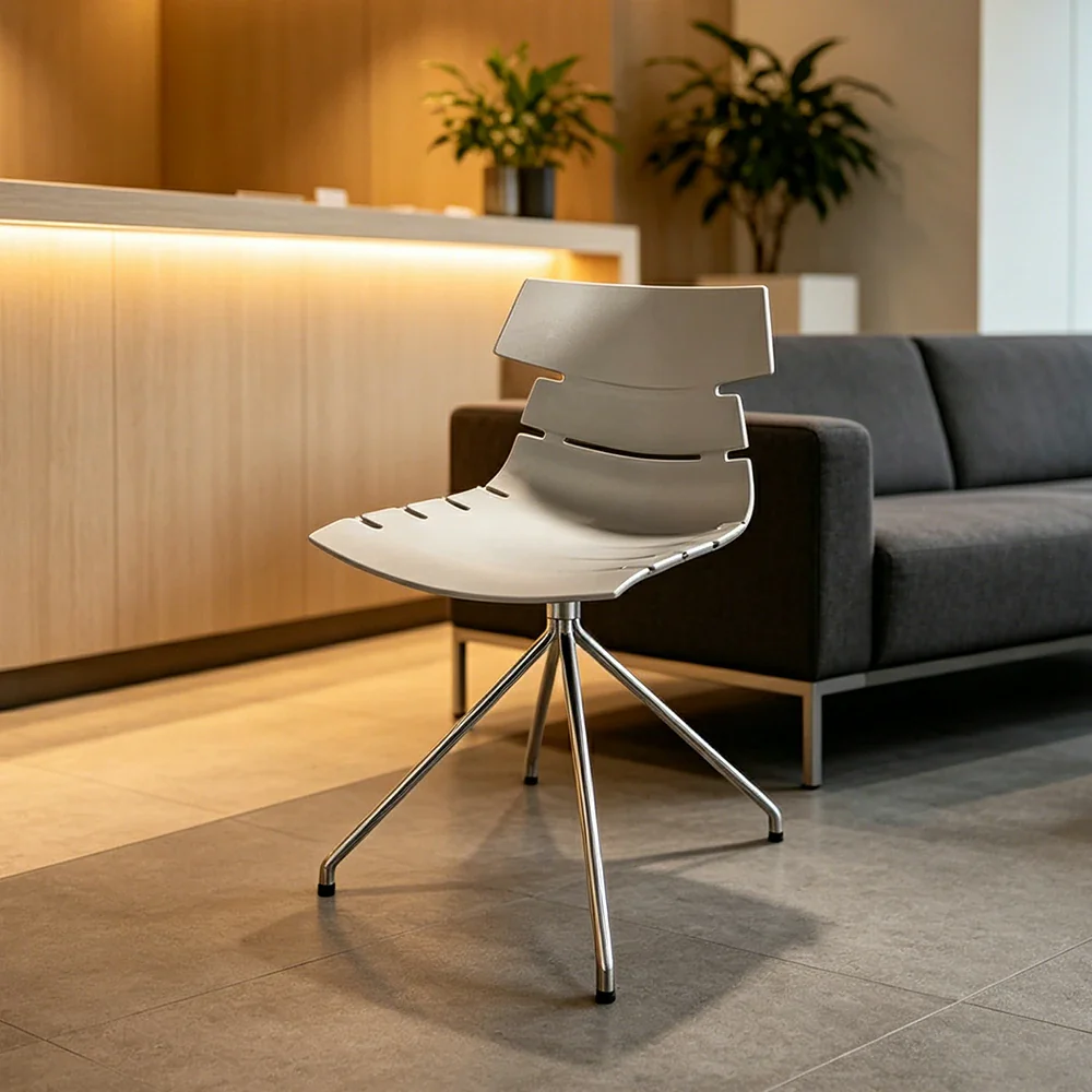 LIVARA Modern Office Chair Ergonomic Leisure Chair Minimalist Design for Dining Room Meeting Room - White - Image 5