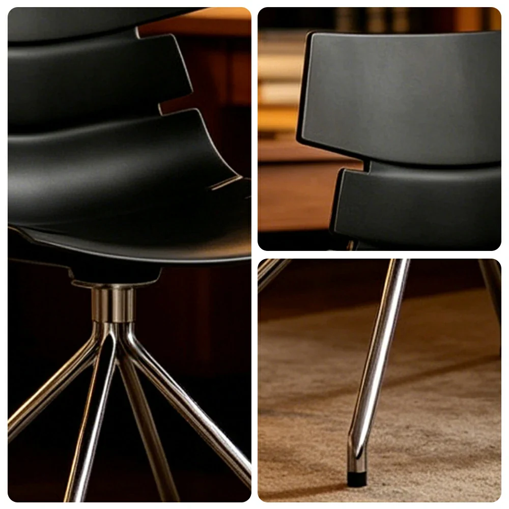 LIVARA Modern Office Chair Ergonomic Leisure Chair Minimalist Design for Dining Room Meeting Room - Black - Image 3