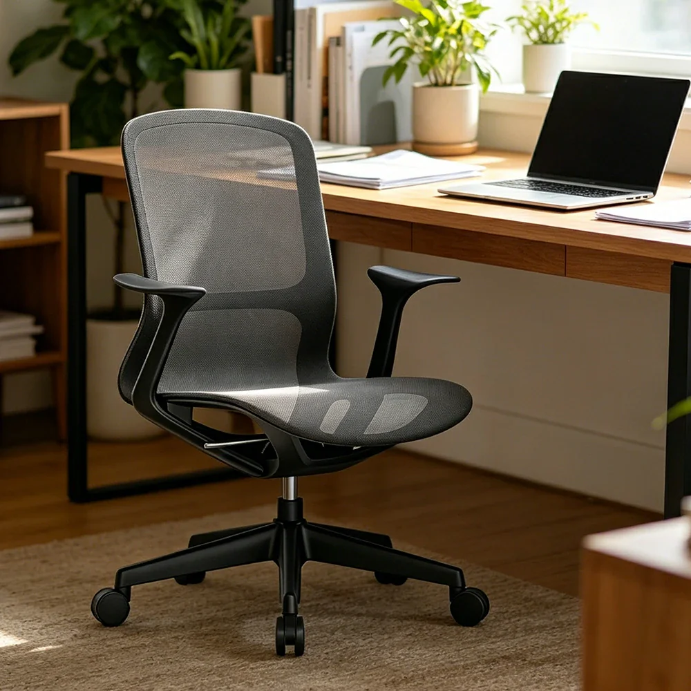LIVARA Modern Ergonomic Mesh Office Chair Comfortable Computer Chair with Armrests for Study Room Workspace - Black - Image 5