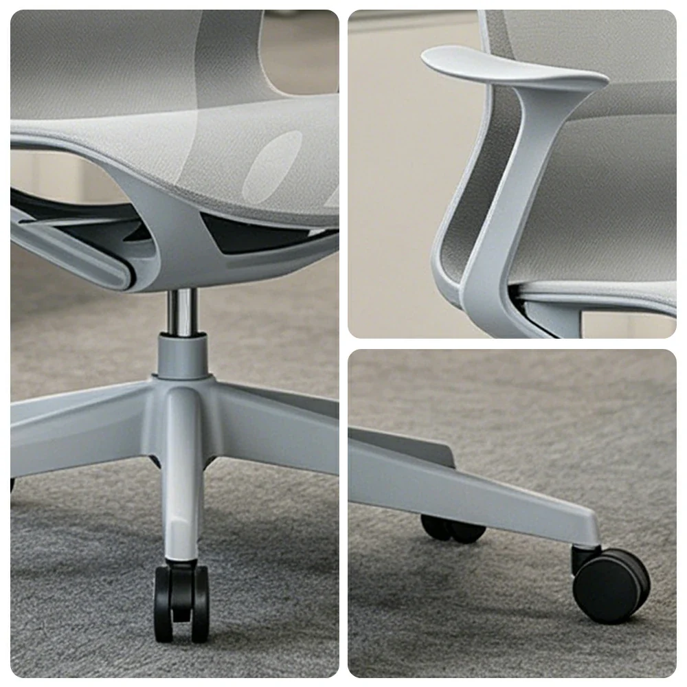 LIVARA Modern Ergonomic Mesh Office Chair Comfortable Computer Chair with Armrests for Study Room Workspace - Grey - Image 3
