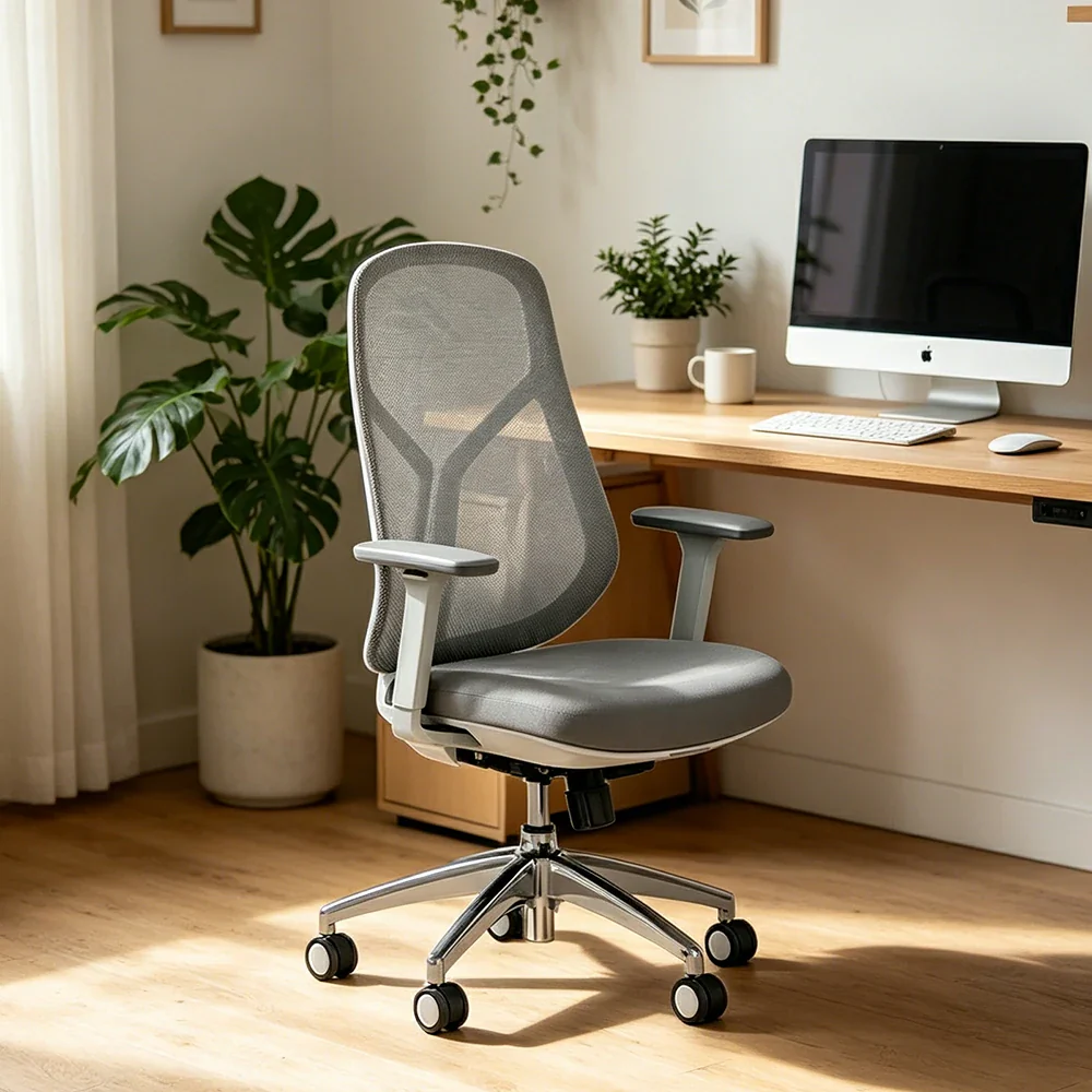 LIVARA Ergonomic Mesh Office Chair 3D Armrests Multi Lock Reclining Desk Chair Chrome Base for Home Office - Grey - Image 2