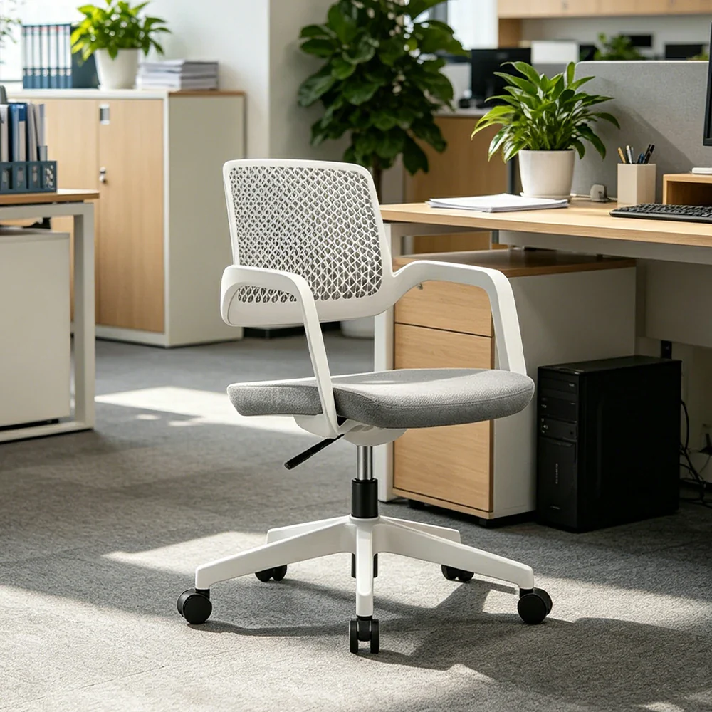 LIVARA Modern Ergonomic Office Chair Breathable Mesh Back Swivel Desk Chair for Home Office Study Room - Grey - Image 5