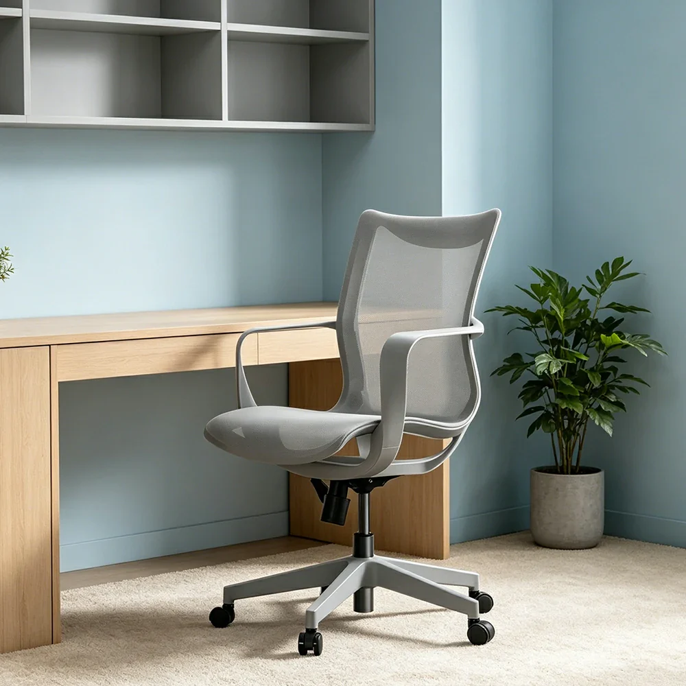 LIVARA Modern Ergonomic Mesh Office Chair S-Shaped Backrest Comfortable Computer Chair for Workspace - Glacier Grey - Image 2