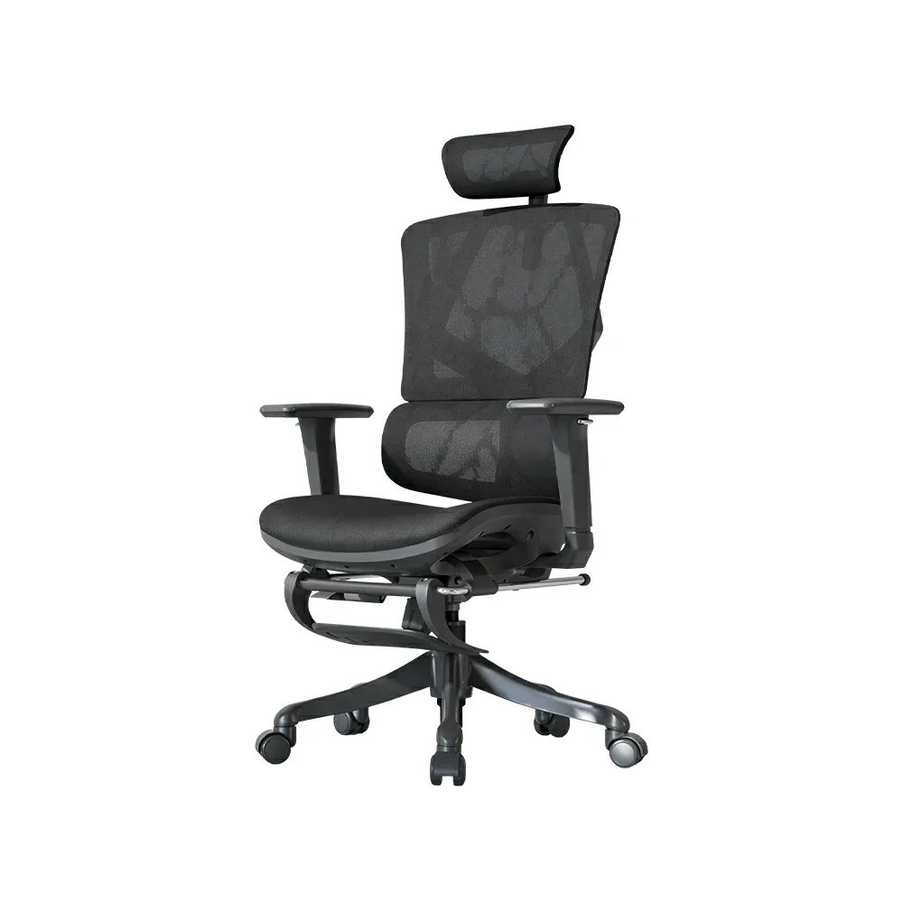 LIVARA Ergonomic Office Chair Adjustable Backrest Footrest High Back Mesh Chair with Nylon Base for Home Office - Black