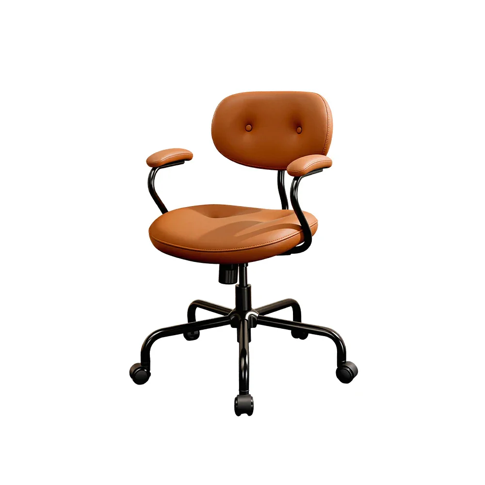 LIVARA  Modern Upholstered Office Chair Comfortable Swivel Chair with Armrests for Study Room Workspace - Brown