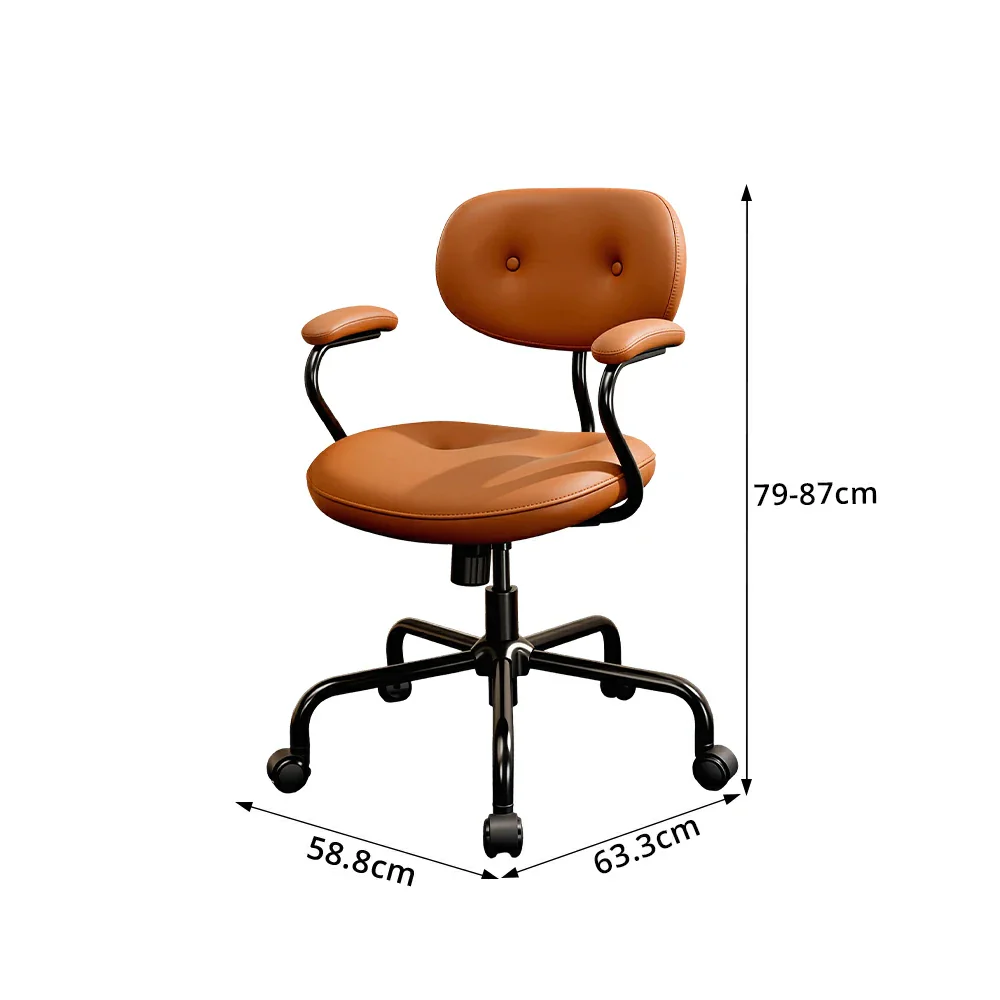 LIVARA  Modern Upholstered Office Chair Comfortable Swivel Chair with Armrests for Study Room Workspace - Brown - Image 7
