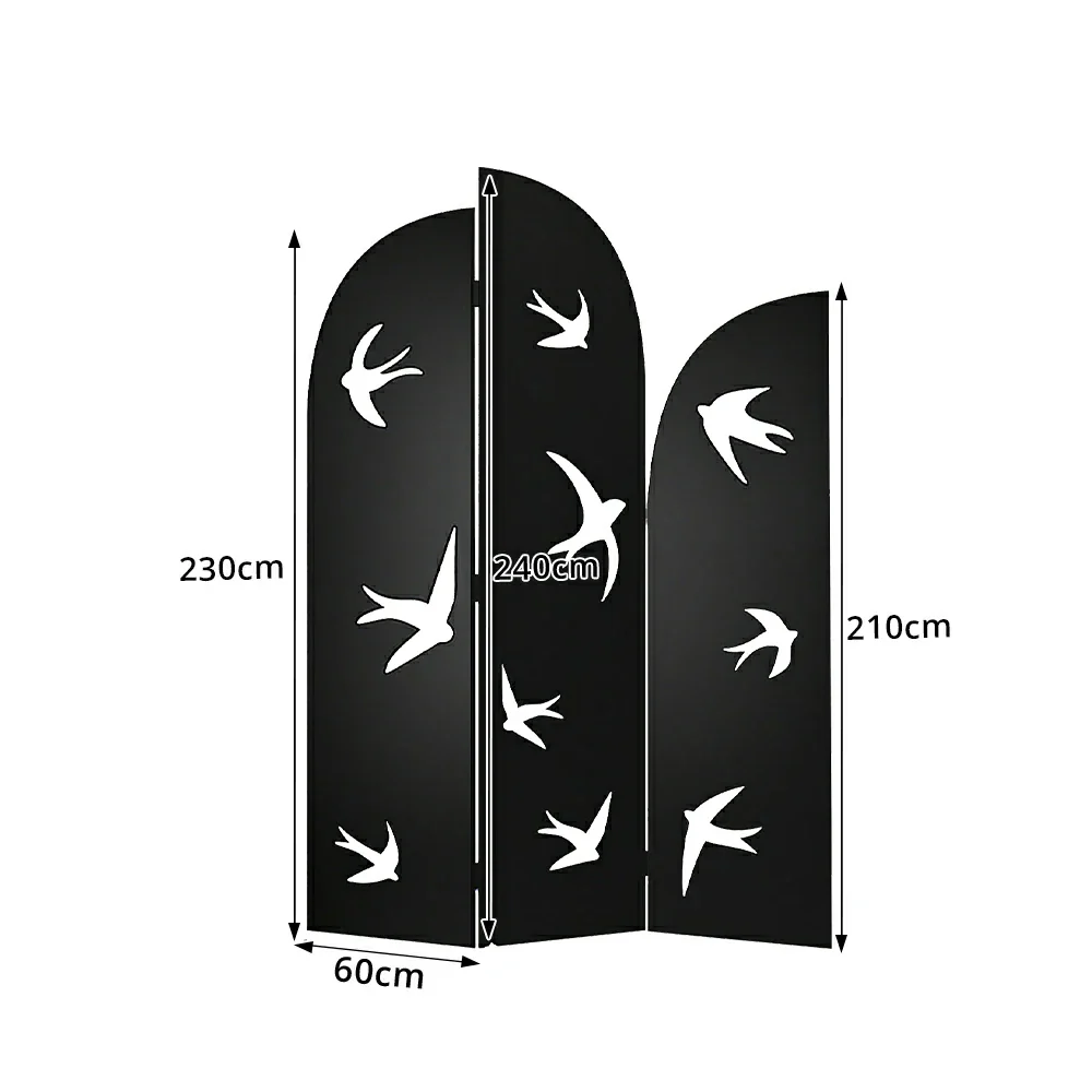 LIVARA 3 Panel Swallow Design Folding Room Divider - Decorative Openwork Privacy Screen for Living Room Bedroom Entryway - Black - Image 8