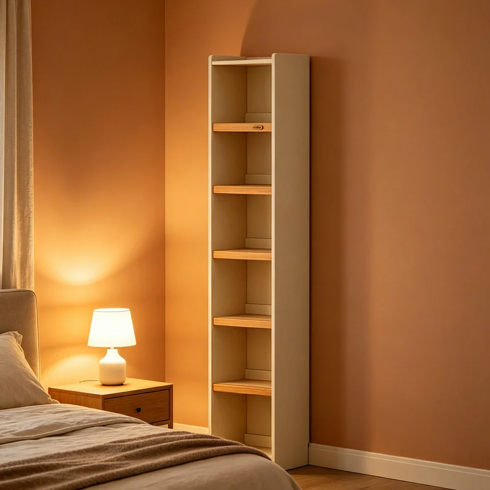LIVARA 40cm Slim Solid Wood Bookshelf with Open Shelves and Back Panel for Study Bedroom and Small Spaces - Image 2