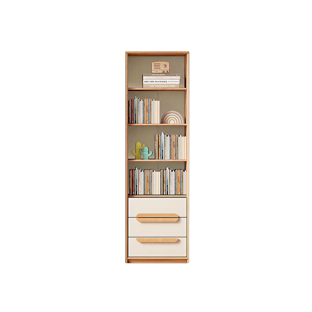 LIVARA Kids Open Bookcase Eco Waterborne Finish Anti-Tip Adjustable Shelves Three Drawers for Kids Room Reading Corner Study Area