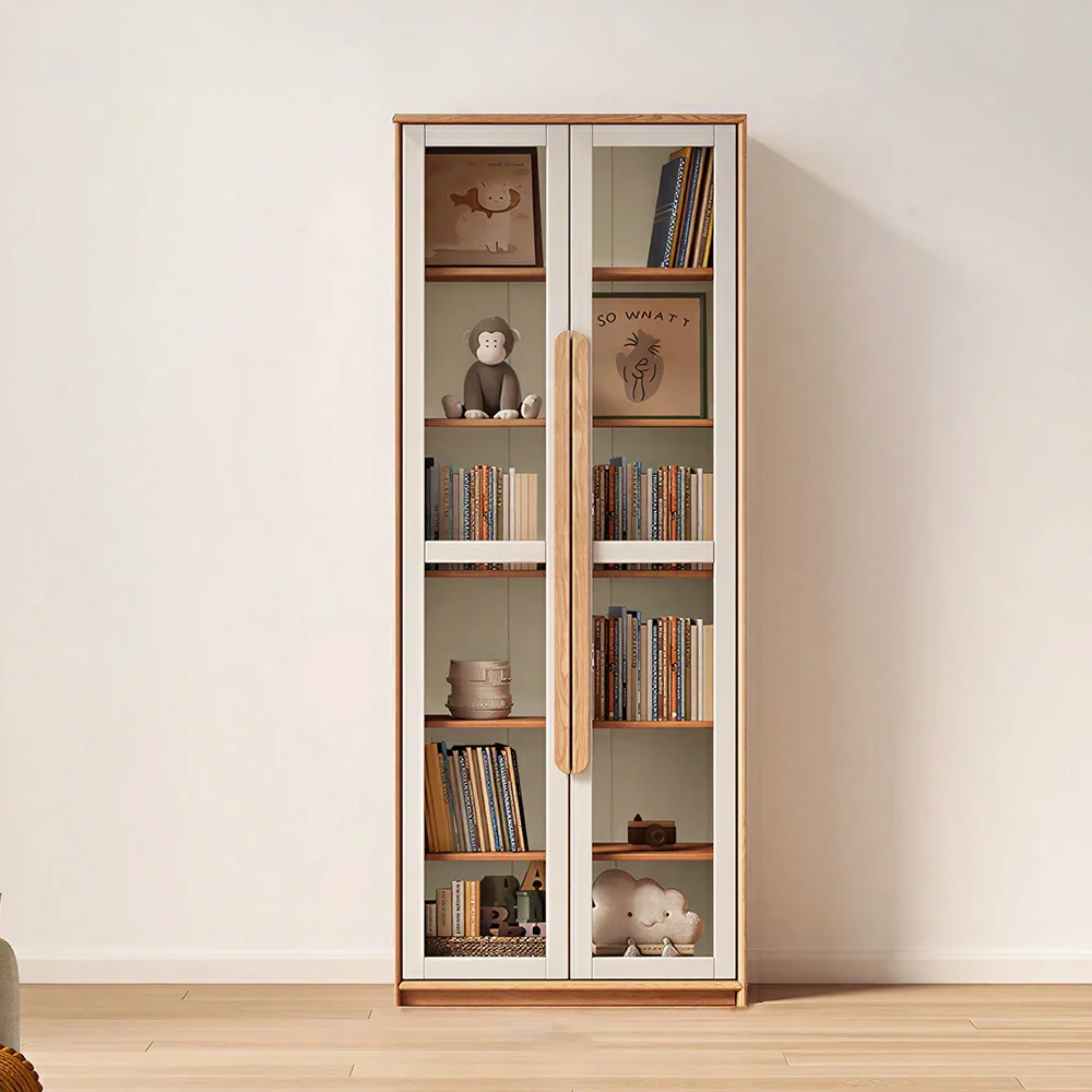 LIVARA Kids Open Bookcase Eco Waterborne Finish Anti-Tip Adjustable Shelves Double Glass Doors for Kids Room Reading Corner Study Area - Image 2