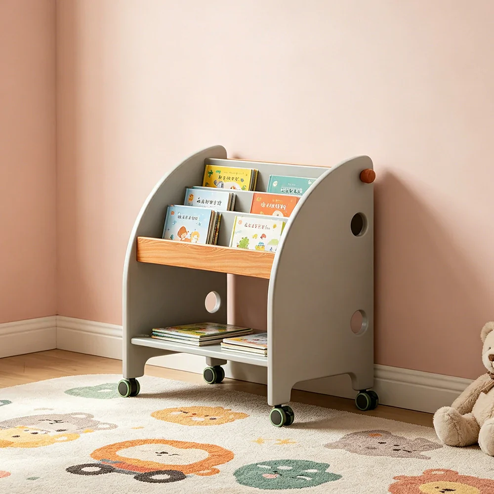 LIVARA Kids Picture Book Rack - Child-Friendly Storage Shelf - Bedroom Playroom Organizer - GREY - Image 2