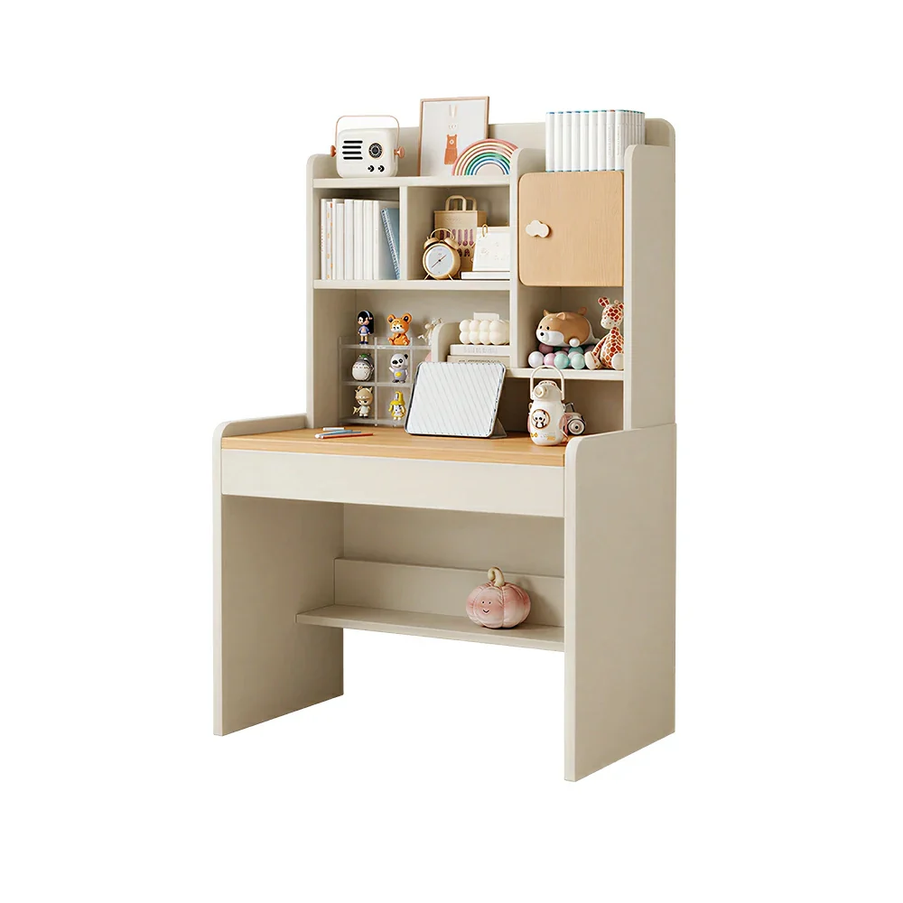 LIVARA Cherry Wood Study Desk with Hutch - Compact No Drawer Design for Small Spaces - Lami Cherry