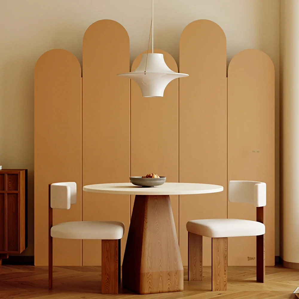 LIVARA 5 Panel Decorative Folding Screen Tall Room Divider Privacy Partition Modern Design for Living Room Bedroom Office - Beige - Image 2