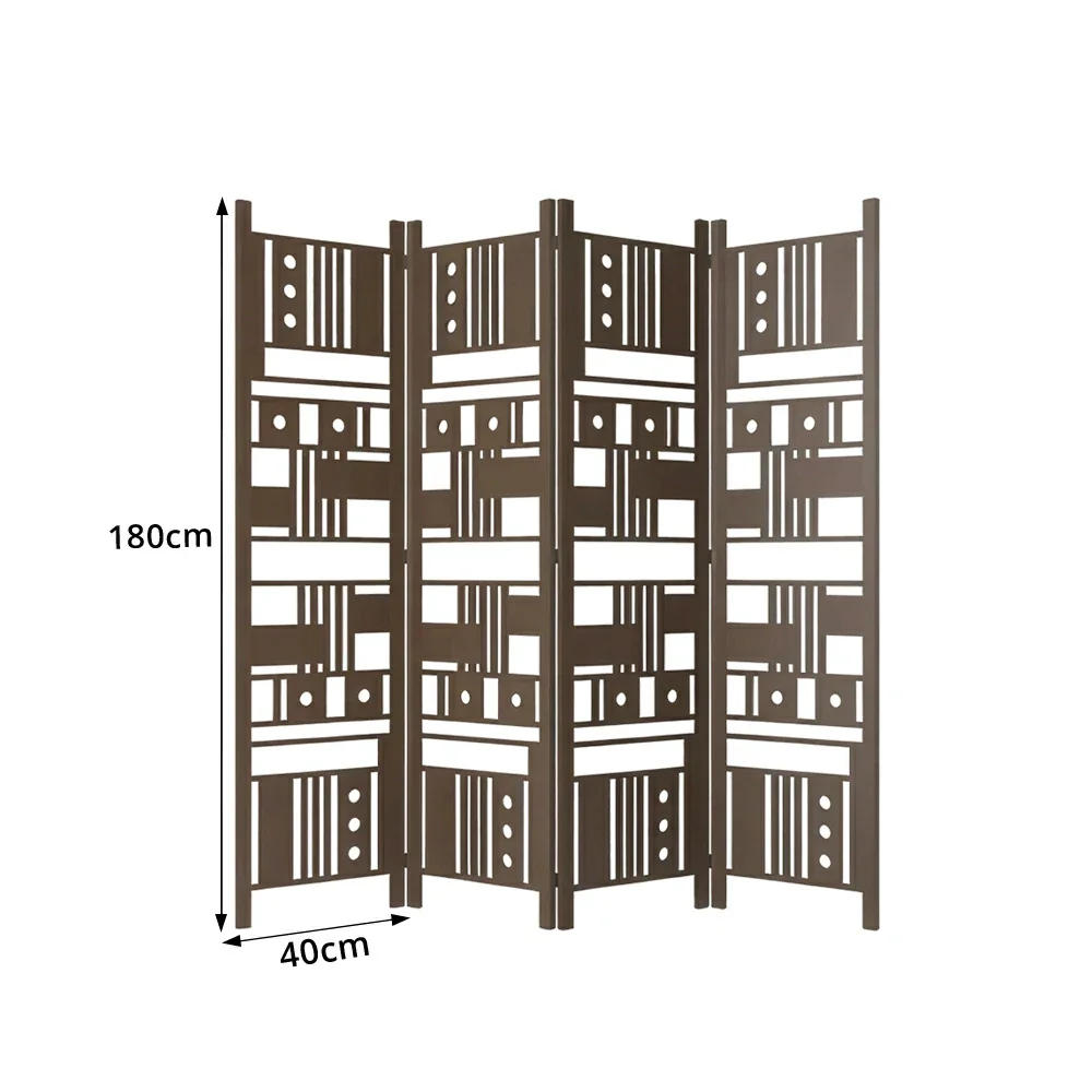 LIVARA 4 Panel Decorative Folding Screen Geometric Cutout Design Room Divider Privacy Partition Modern Art Style for Living Room Bedroom - Dark - Image 7