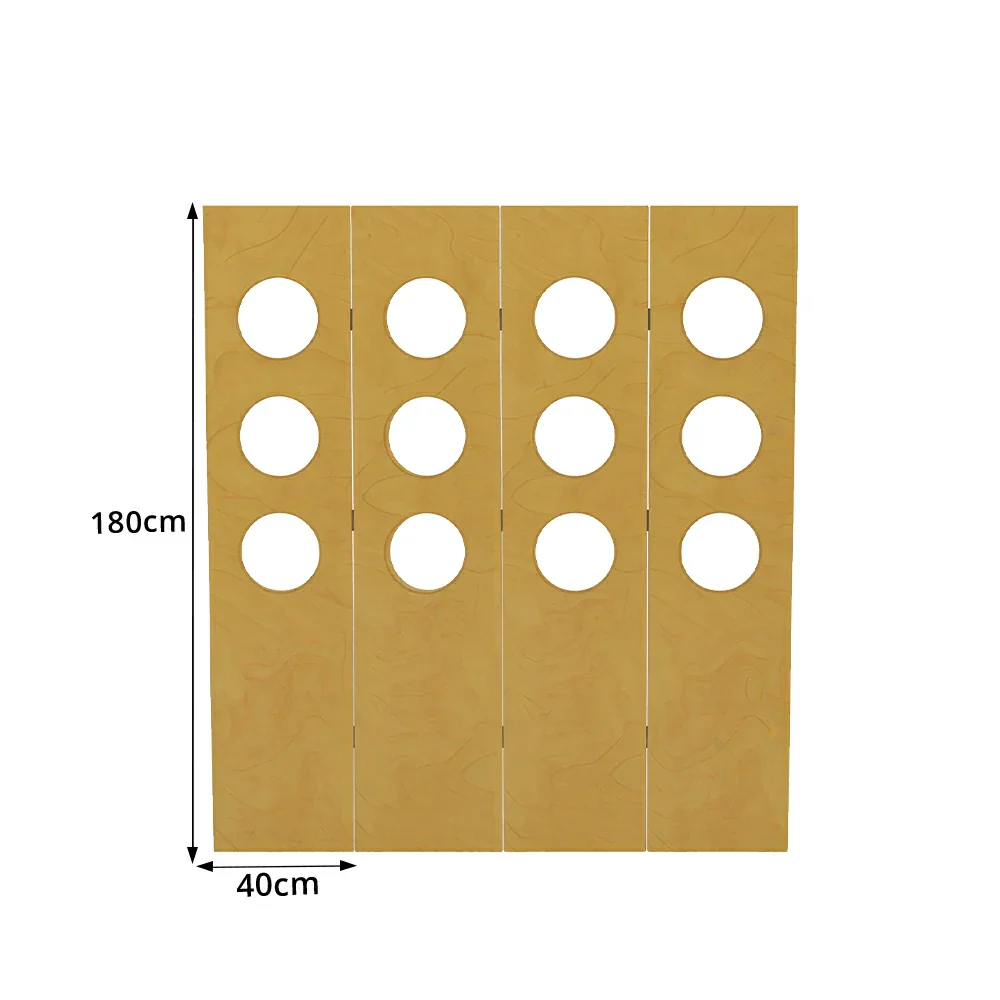 LIVARA 4 Panel Decorative Folding Screen Circle Cutout Design Room Divider Privacy Partition Modern Style for Living Room Bedroom - Wood - Image 7
