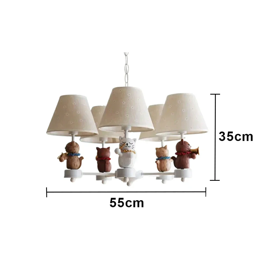 LIVARA Vintage Chandelier LED Bulb Included Fabric Shade Elegant Style for Bedroom Dining Living Room - White - Image 6