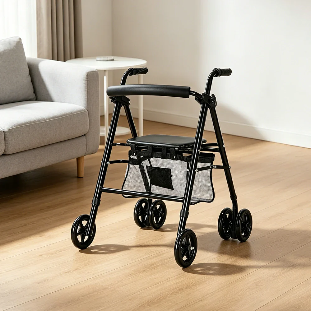 LIVARA Multifunctional Walker with Lightweight Aluminium Frame and Foldable Seat for Elderly Home and Outdoor Support - Image 5