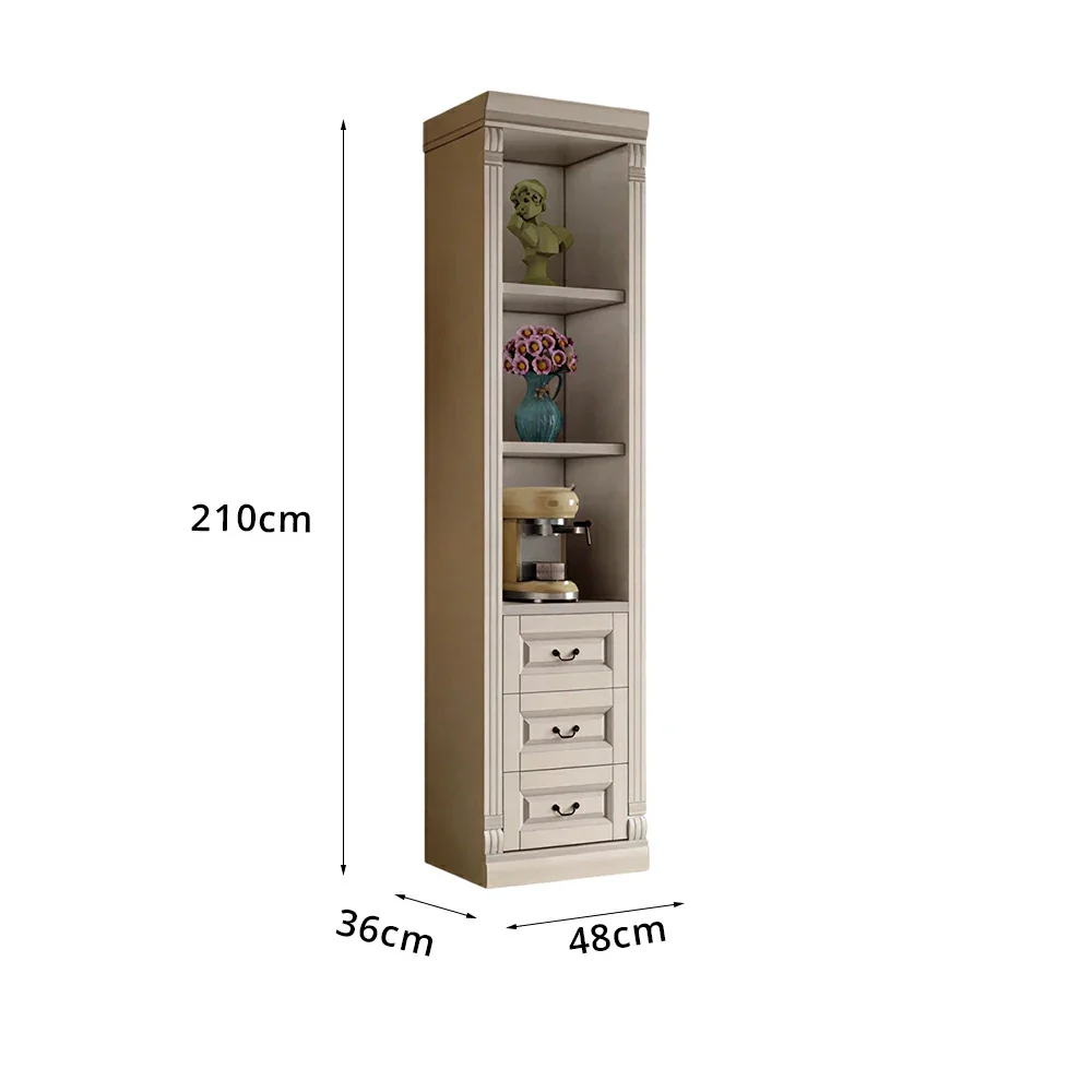 LIVARA Bookshelf Cabinet - Solid Wood 3-Drawer Storage Bookcase 210cm Study Living Room Display - White - Image 6