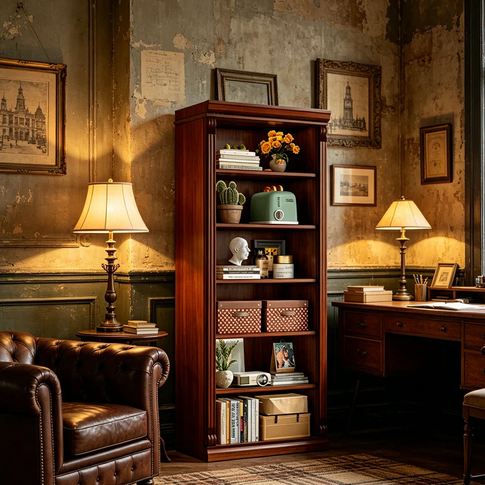 LIVARA Bookshelf Cabinet - Solid Wood Open Storage Bookcase 210cm Study Living Room Display 80cm - Brown - Image 2