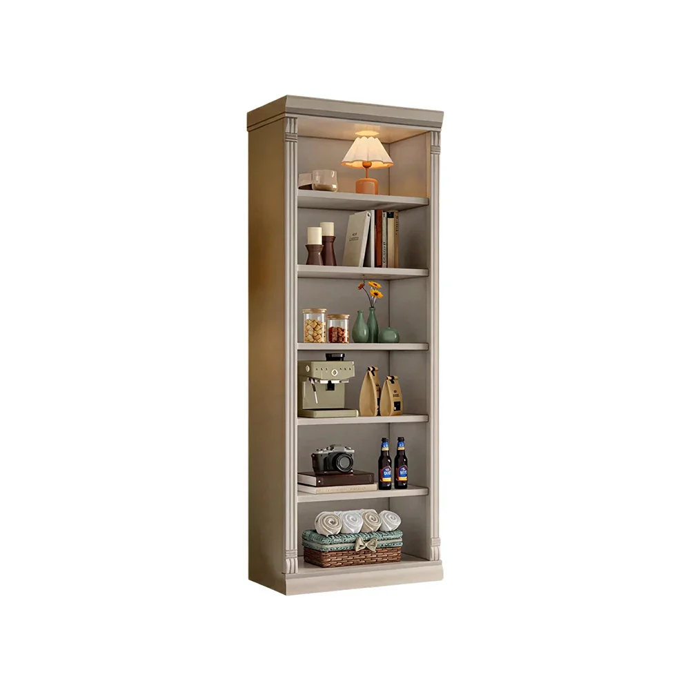 LIVARA Bookshelf Cabinet - Solid Wood Open Storage Bookcase 210cm Study Living Room Display 80cm - White