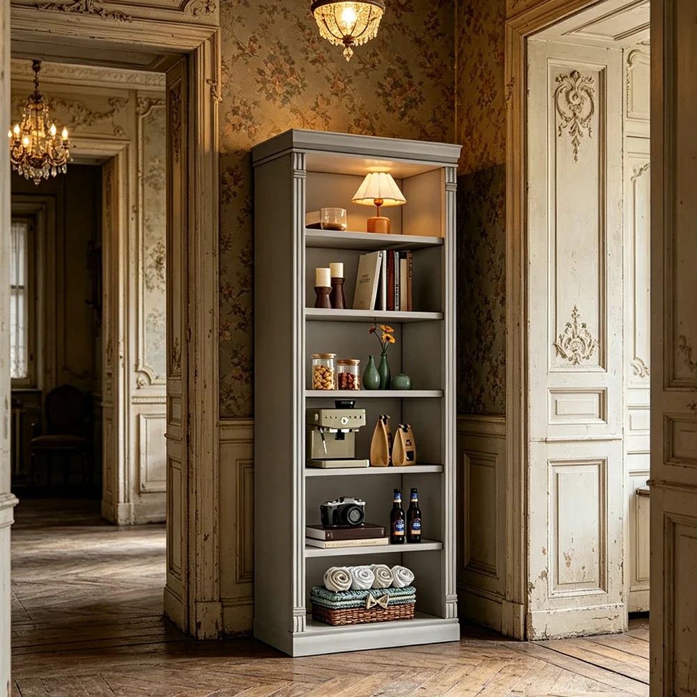 LIVARA Bookshelf Cabinet - Solid Wood Open Storage Bookcase 210cm Study Living Room Display 80cm - White - Image 2