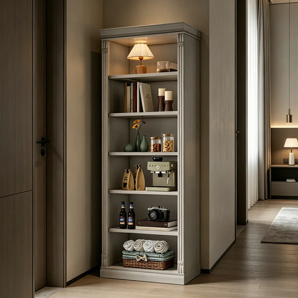 LIVARA Bookshelf Cabinet - Solid Wood Open Storage Bookcase 210cm Study Living Room Display 80cm - White - Image 4