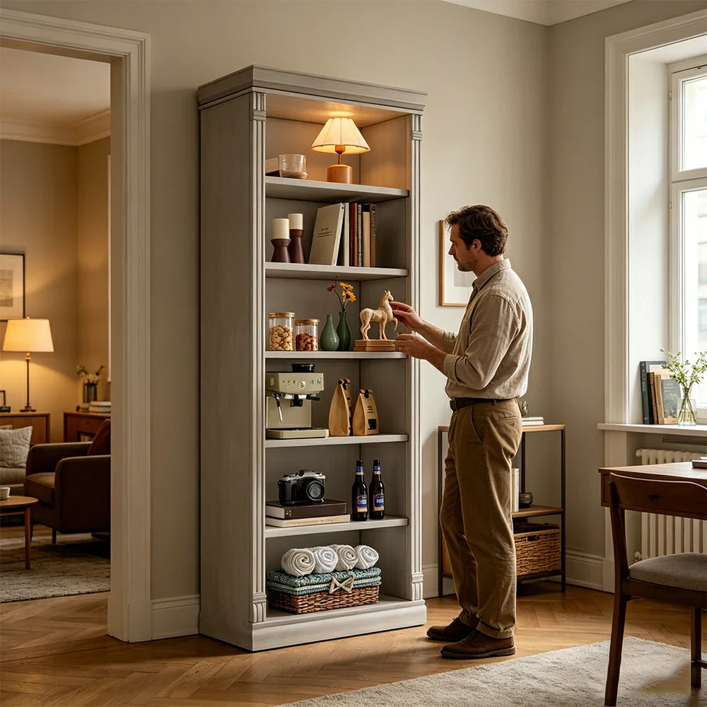 LIVARA Bookshelf Cabinet - Solid Wood Open Storage Bookcase 210cm Study Living Room Display 80cm - White - Image 5