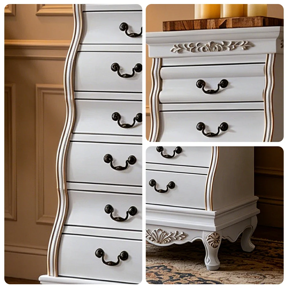 LIVARA Vintage Seven Drawer Chest Hand-Painted Storage Cabinet for Bedroom Living Room - White - Image 3