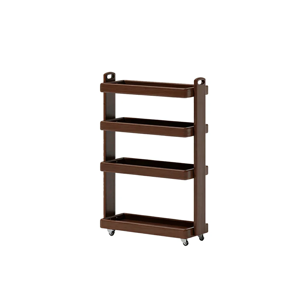 LIVARA Mobile Storage Rack Space Saving Solid Wood Shelf for Living Room Corners Kitchen & Study Areas - Walnut