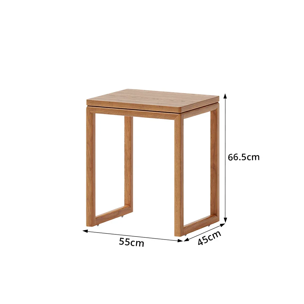 LIVARA Mobile Side Table Solid Wood Storage End Table with Hidden Casters for Living Room Bedroom & Bedside - Cherry - Image 8