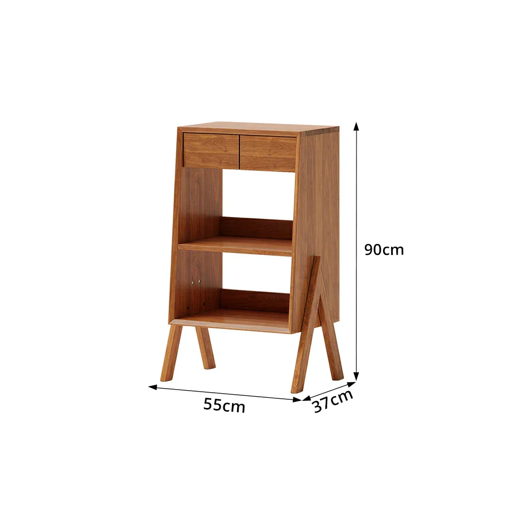 LIVARA Freestanding Bookshelf Solid Wood Multi Layer Storage Cabinet for Living Room Bedroom & Study - Cherry - Image 8