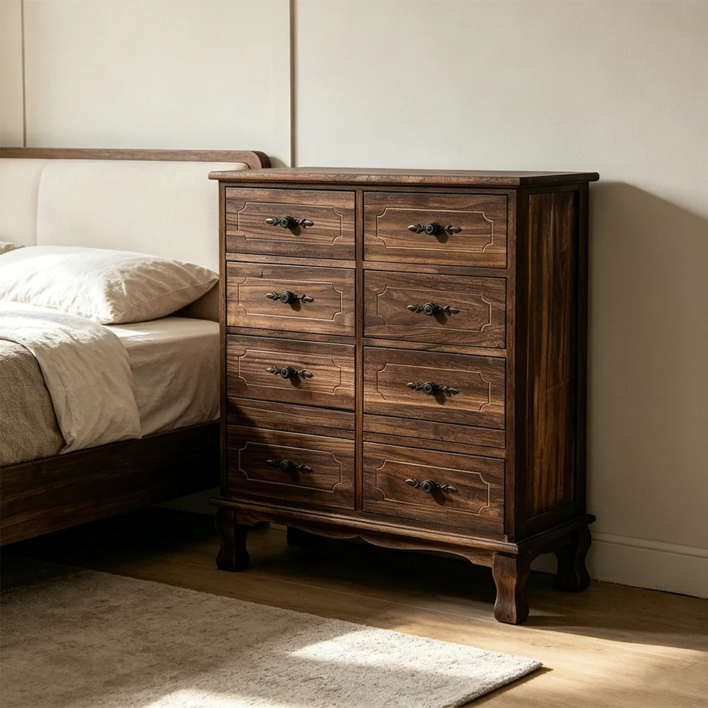 LIVARA Solid Wood Multi Drawer Cabinet Vintage Storage Chest for Bedroom Living Room & Entryway - Image 5